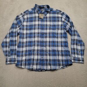 Eddie Bauer XXL Mens Wild River Shirt Pacblue Plaid Classic Fit‎